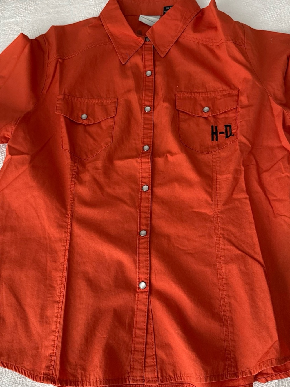 Harley-Davidson Bright Orange women’s Snap-Front Button Down Shirt